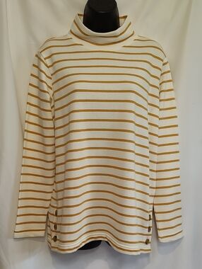 St. John's Bay Cream and Mustard Striped Turtleneck